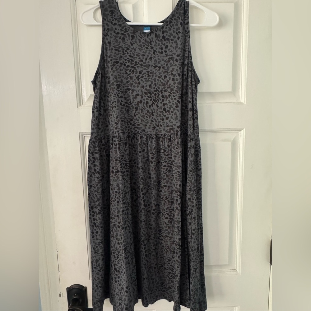 Old Navy Charcoal Animal Print Midi Dress